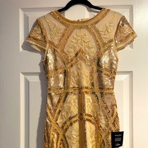 Spread Your Shine Gold Sequin Embroidered Bodycon Dress Size M